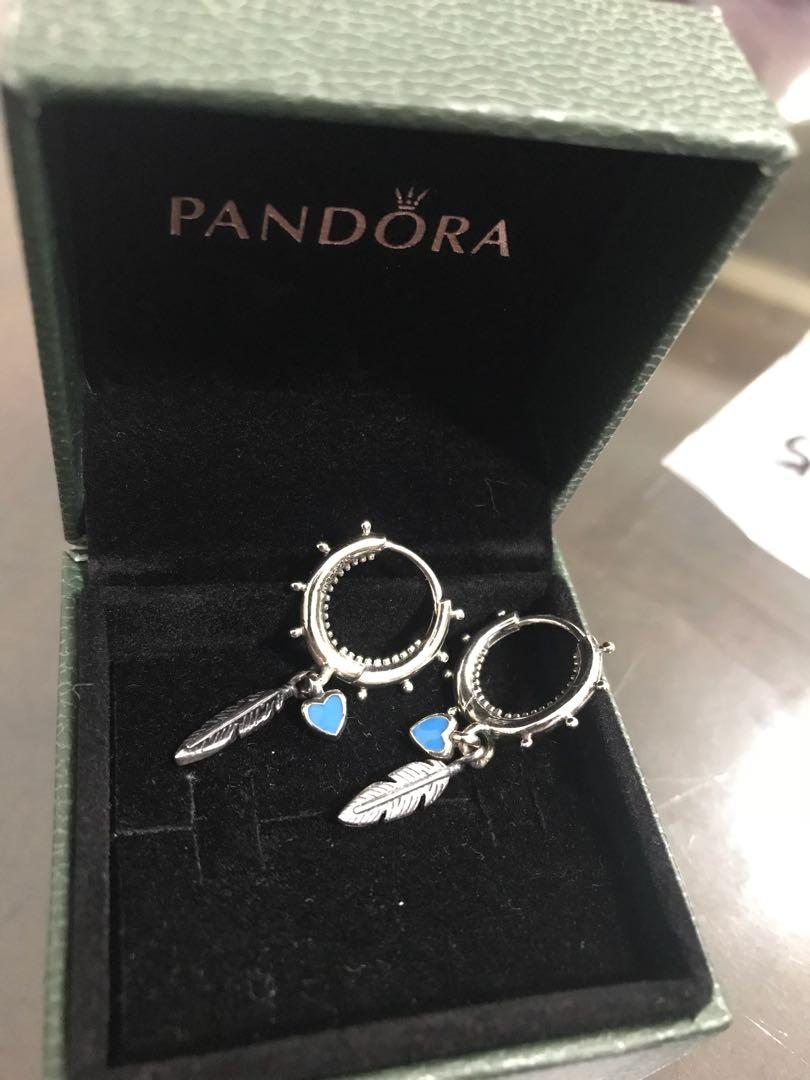 Turquoise hearts & feather hoop earrings sale