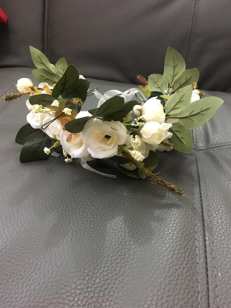 all white flower crown