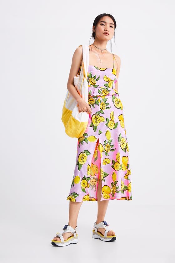 zara lemon print dress