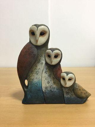 Ceramic Owl Trio Decoration Display