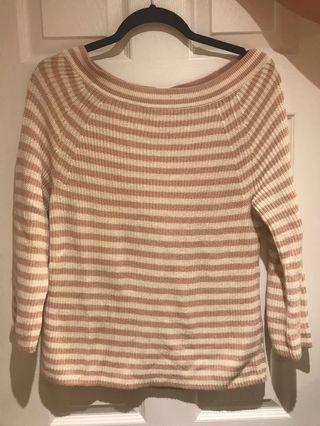 J.CREW Dusty Pink & Cream Stripe Knit Sweater