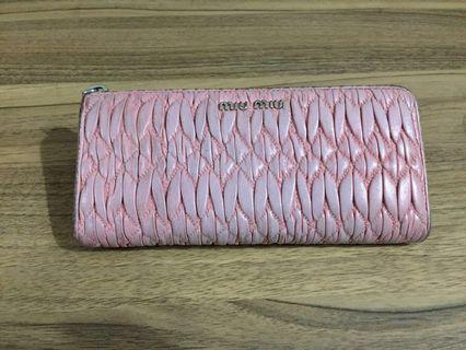 Miu miu original matelasse pink quilted long wallet