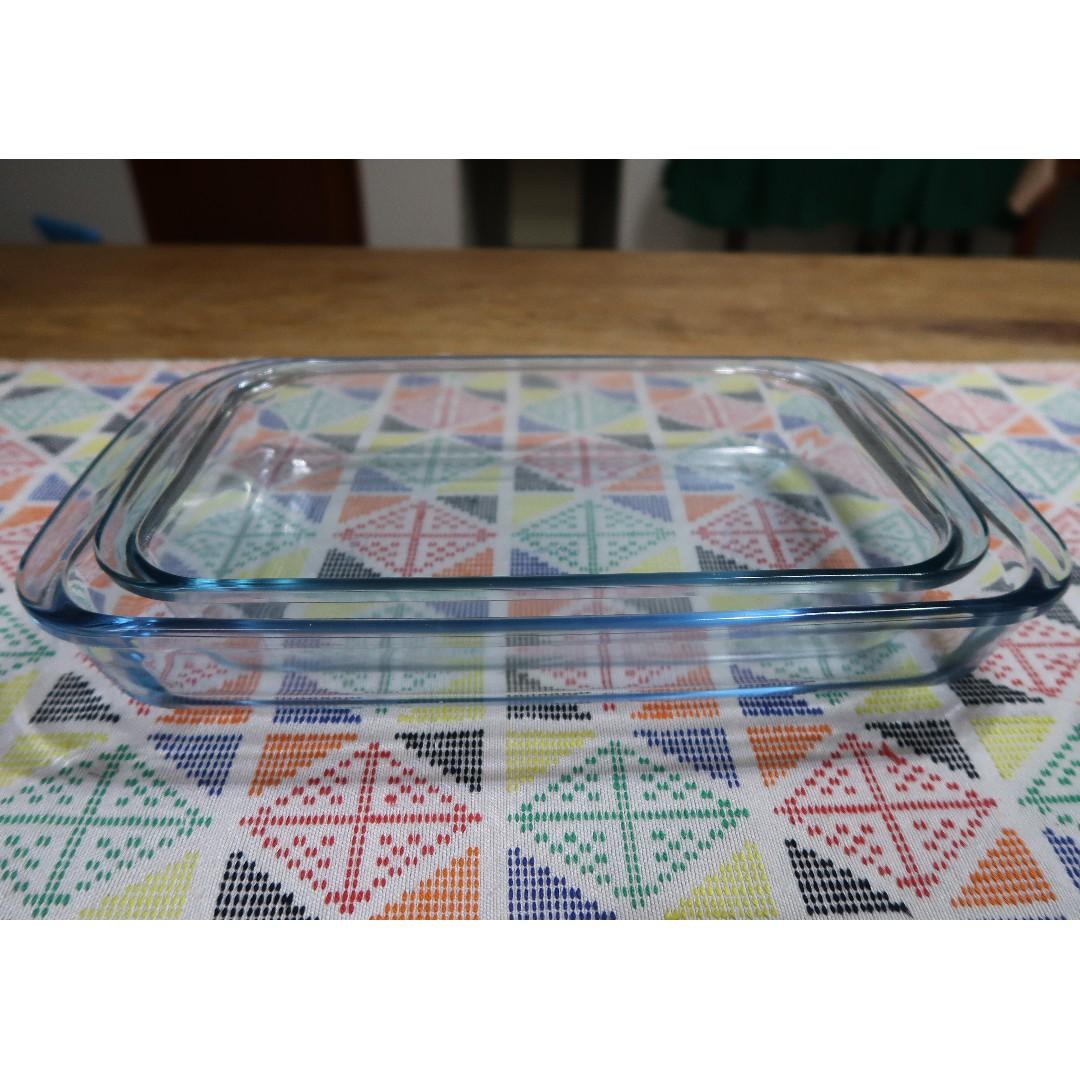 2pc Marinex Microwave & Oven Safe Glass Bakeware Rectangle, Furniture