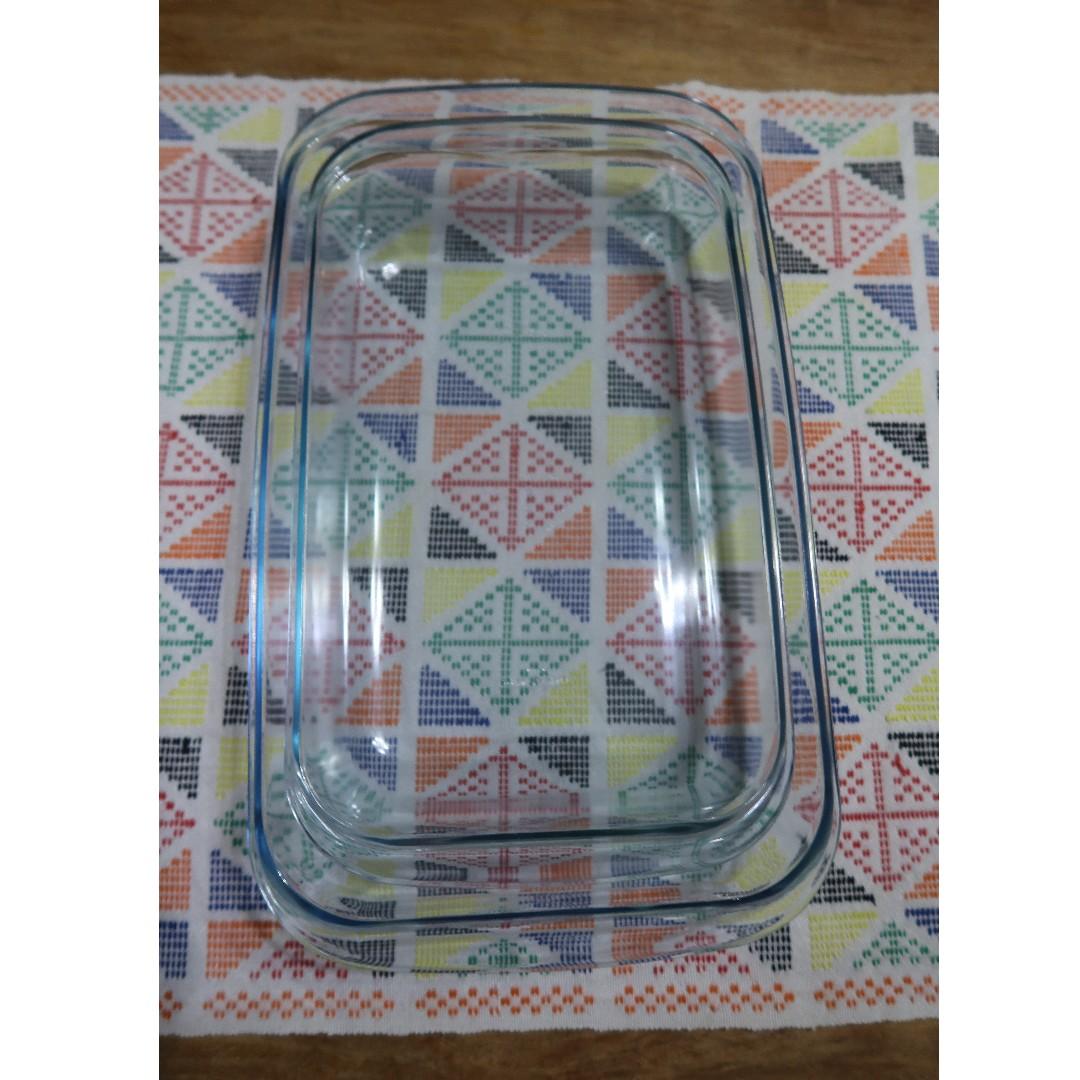 2pc Marinex Microwave & Oven Safe Glass Bakeware Rectangle, Furniture