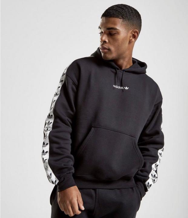black adidas tape hoodie