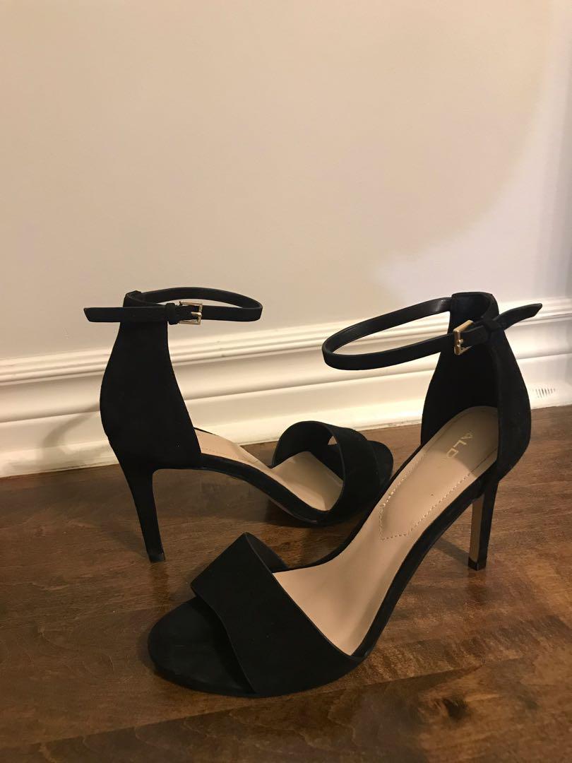 aldo black suede heels