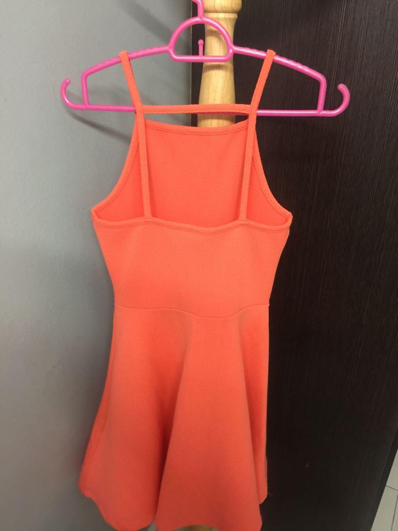 bright orange skater dress