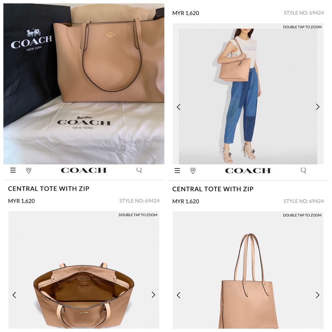 coach central leather tote