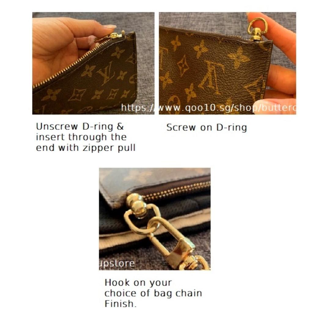 Swivel D-ring for LV Neverfull Pouchette . Convert to Sling bag. Detachable  Bag Chain Sling Shoulder strap