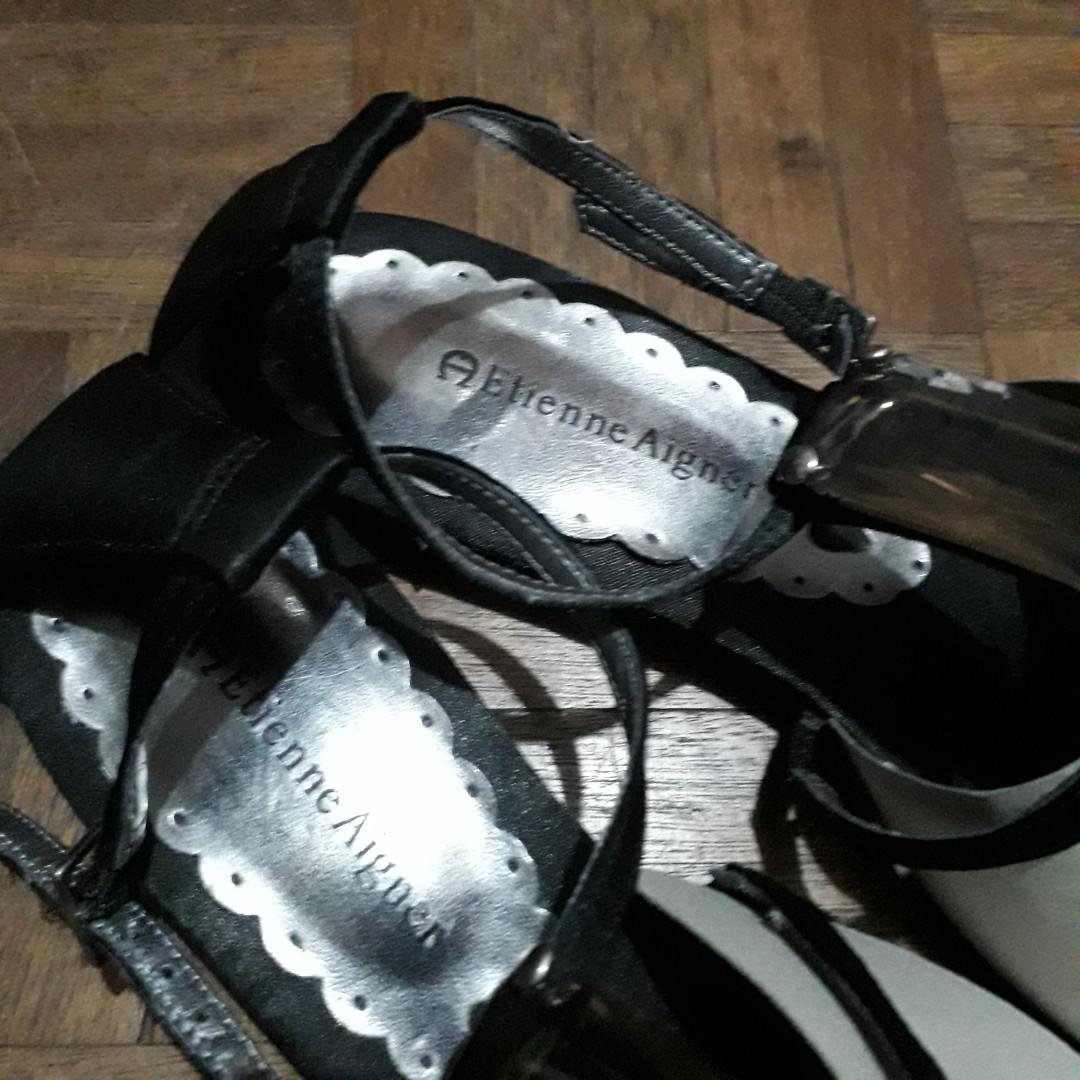 Etienne Aigner Black Strappy Sandals (Category: Flats & Sandals) located in Paranaque City. Submitted by 1tsmerach (Listing ID 249340827, Image 2). Description: Preloved and in excellent condition Size 6 1/2M Black Strappy sandals with gemstones RFS: decluttering #wfsale Shipping fee c/o buyer BDO/BPI deposit.