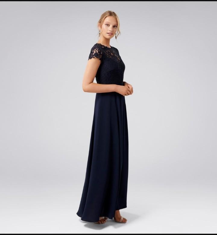 macie cap sleeve lace bodice gown