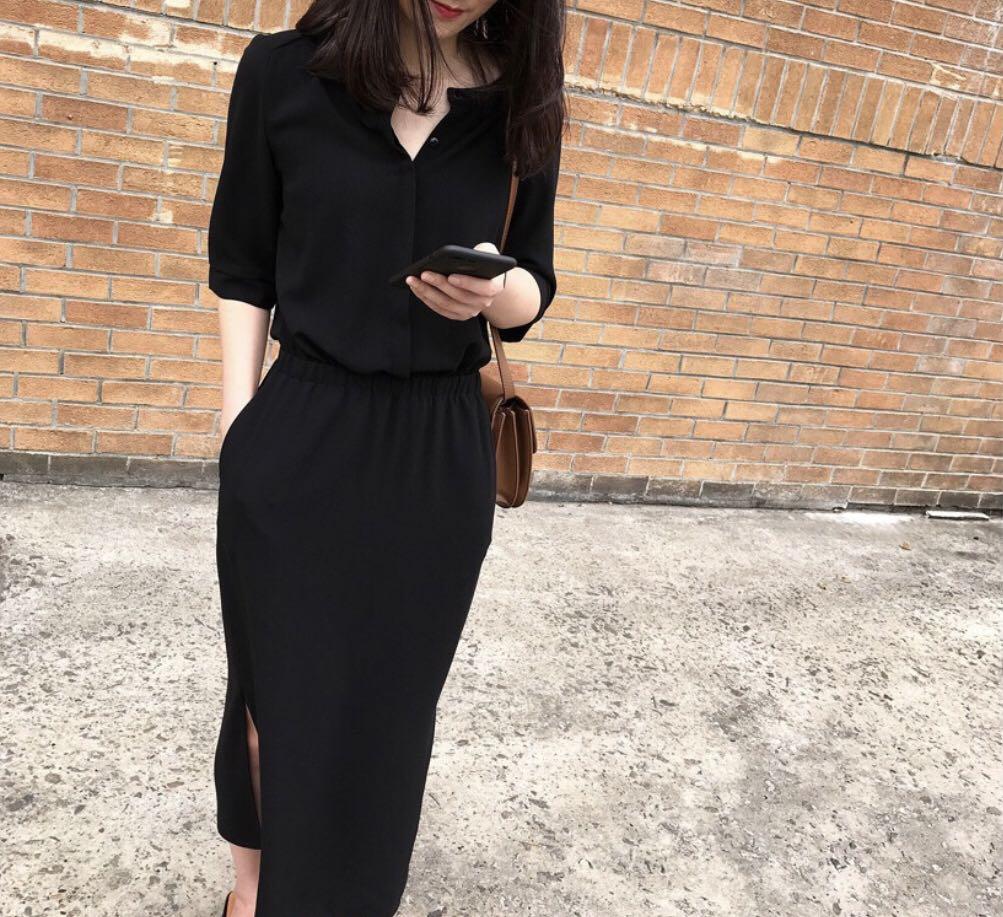 Size Korean Maxi Black Dress Women S Fashion Clothes Dresses Skirts On Carousell