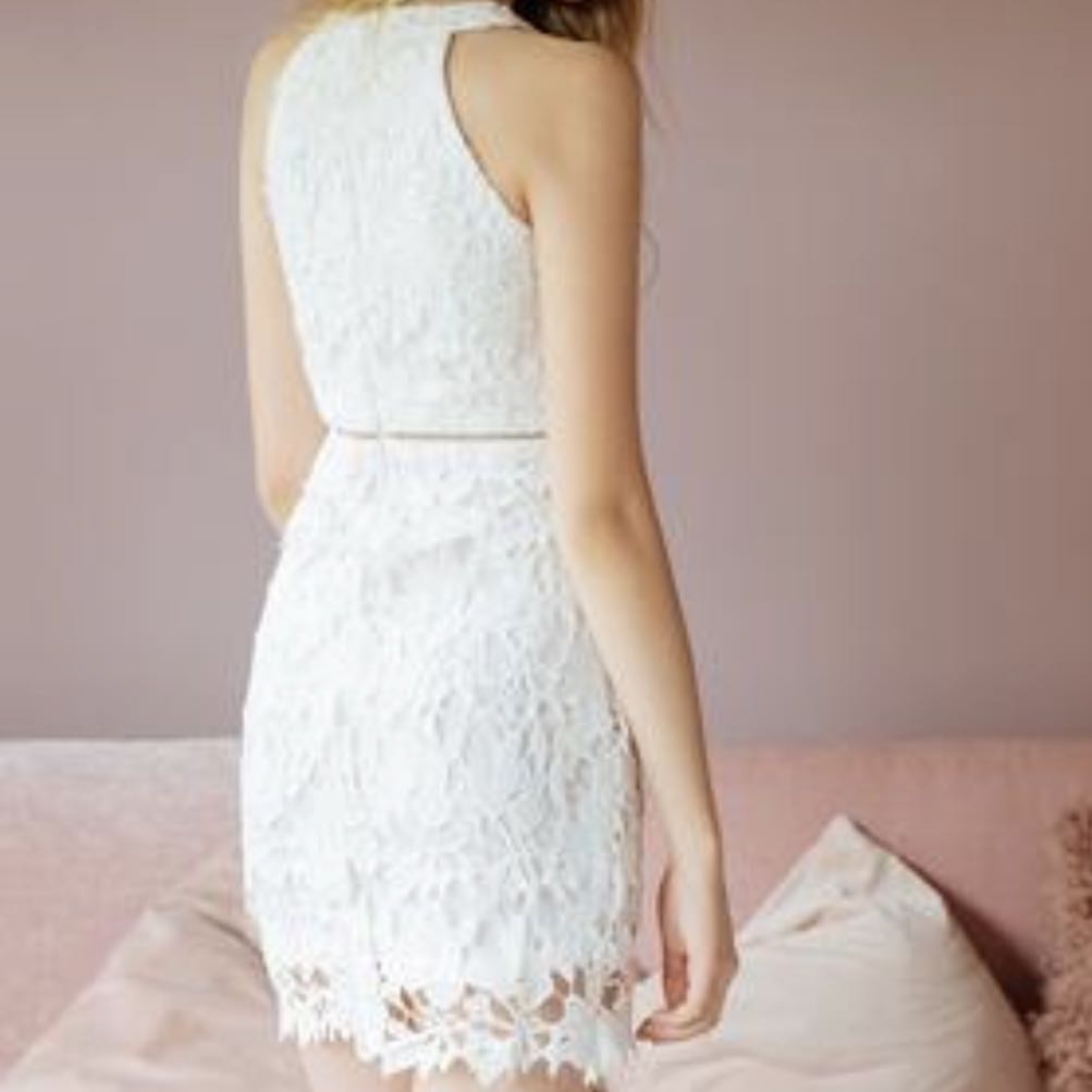 white eyelet halter dress