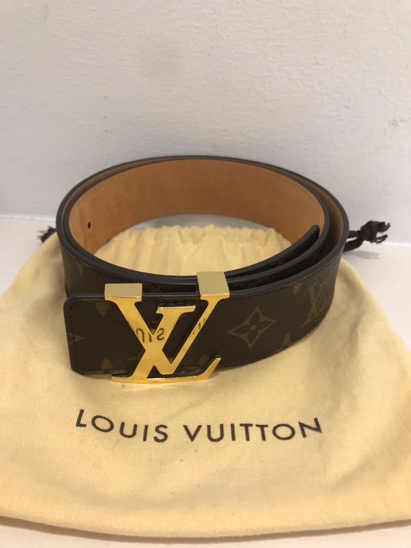 LV Monogram Belt Louis Vuitton Authentic Size 90 Singapore Retail with  Receipt Gold Buckle Initiales 40 mm 40mm M9608 Genuine Leather