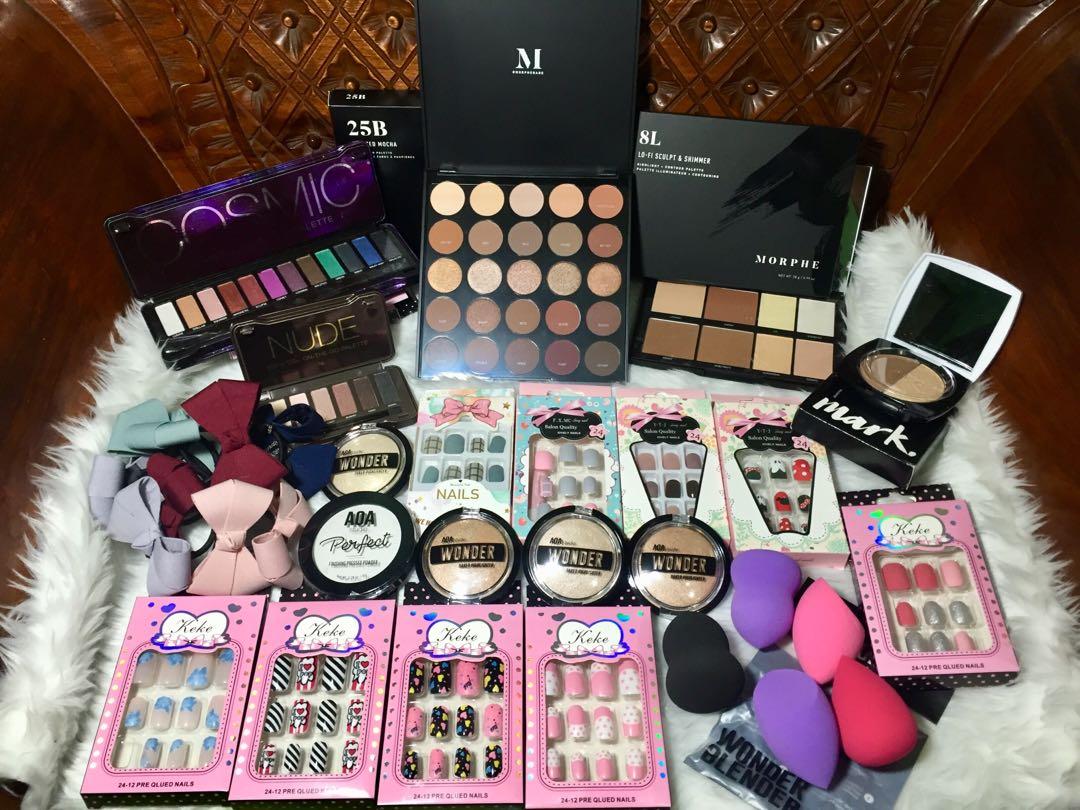 make ups , ribbon, brand new (Category: Makeup) located in Manila. Submitted by everythinchic (Listing ID 249356549, Image 1). Description: Authentic 💯% bought from U.S Make ups ❣️25B Morphe Bronzed Mocha 1600 ❣️8L Morphe Lo-Fi Sculp & Shimmer P1800 ❣️BYS Cosmic Eyeshadow Palette P600 ❣️BYS NUDE on the go Palette P400 ❣️Mark Dual Glow Cheek Color & Highlighter P150 ❣️AOA Baked Highlighter ( 2 SNap, Fairy, Cream Puff) (120 each) ❣️AOA Finishing P
