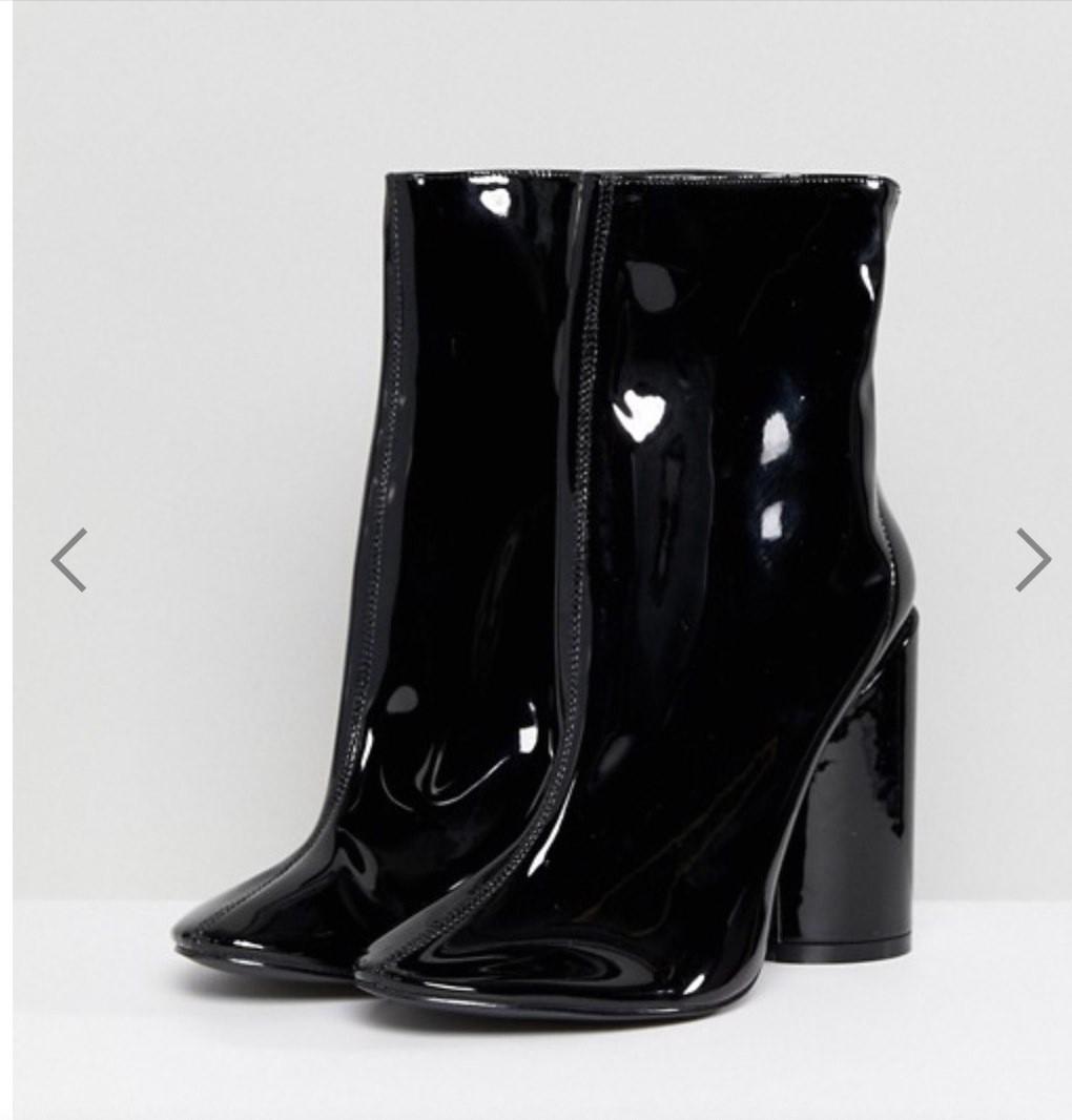 PUBLIC DESIRE Impact Black Patent High Cut Ankle Boots Women s