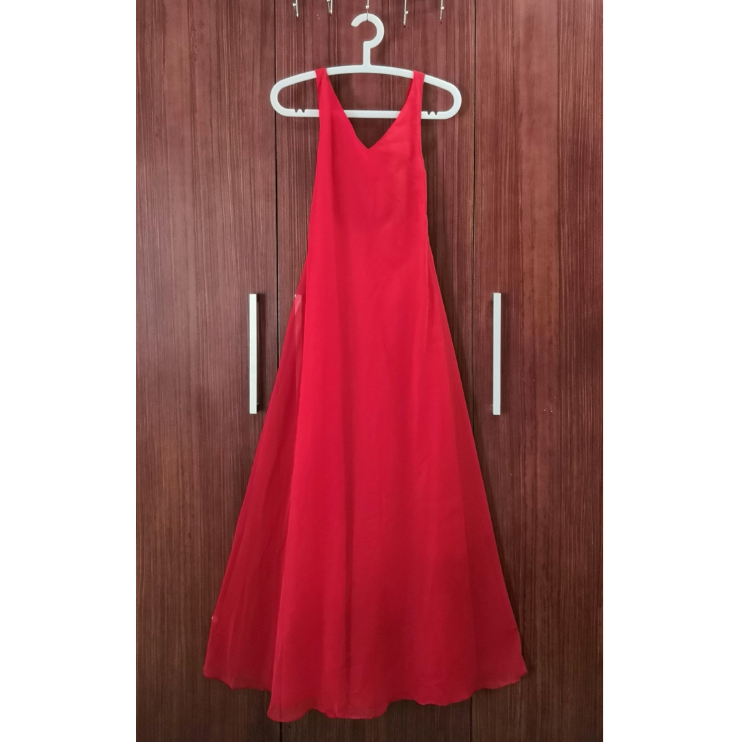 red evening dress