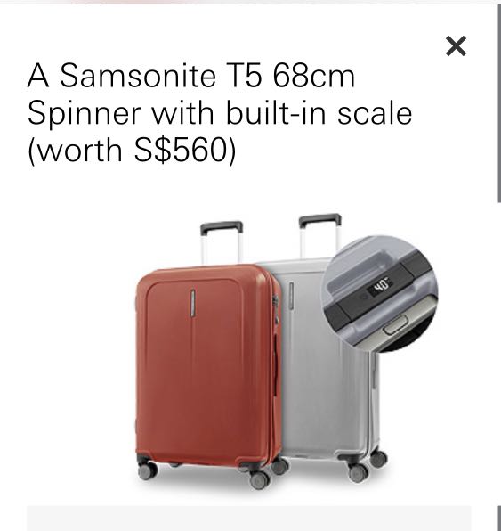 Samsonite T5 68cm Spinner Luggage with bulit in scale