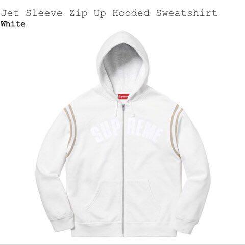 jet sleeve zip up hooded sweatshirt