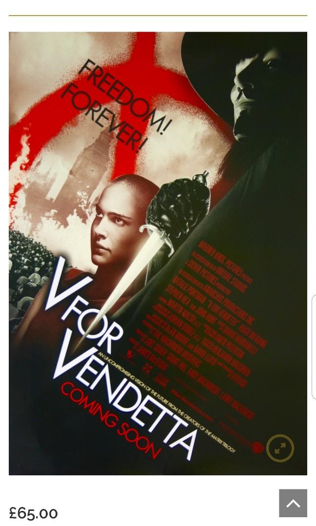V For Vendetta Original 2 Sided Poster Vintage Collectibles Stamps Prints On Carousell