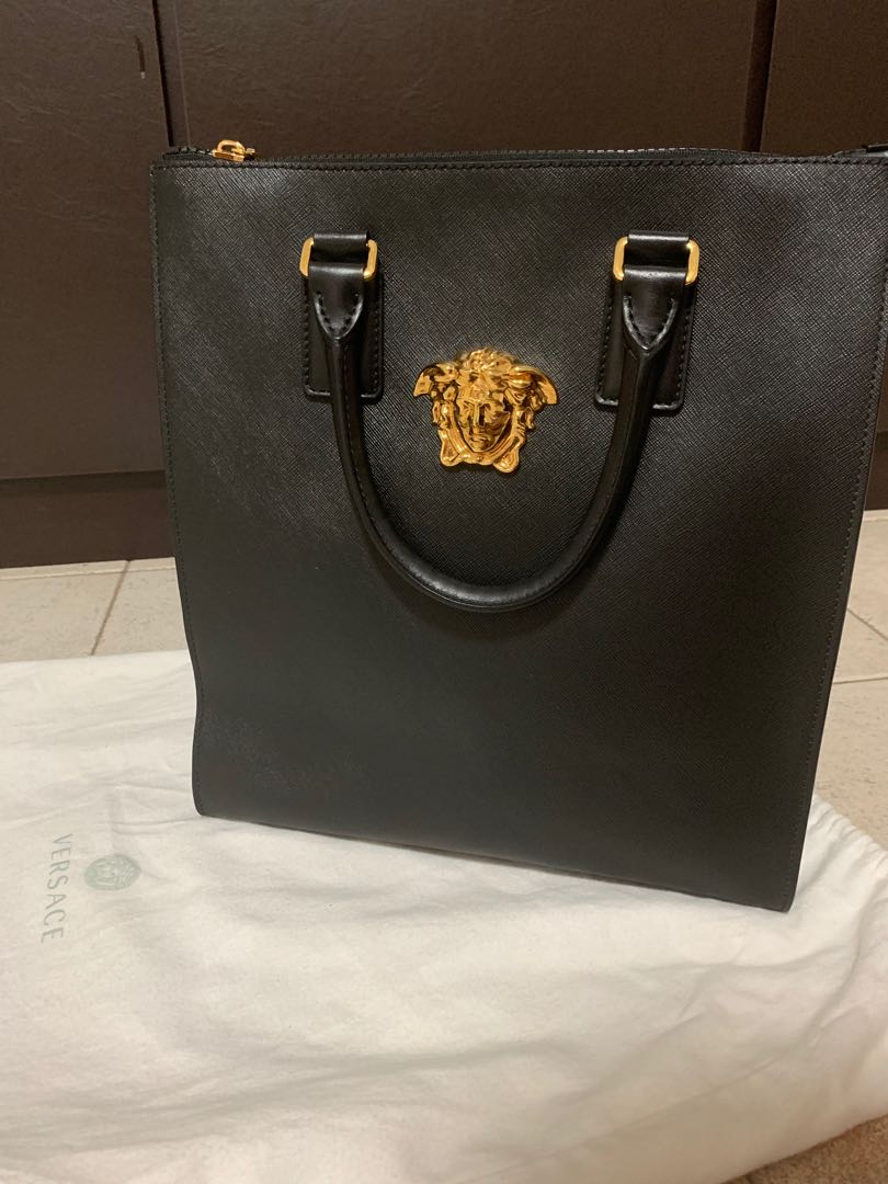 Versace saffiano leather hotsell tote bag