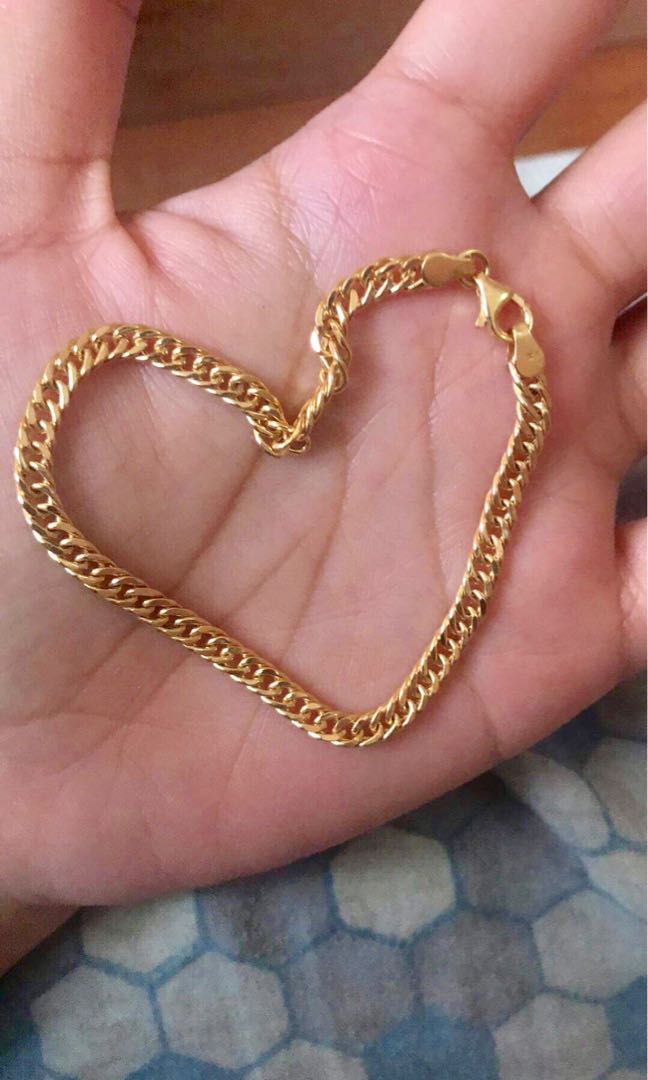 18k Saudi Gold Chain Bracelet for Men 