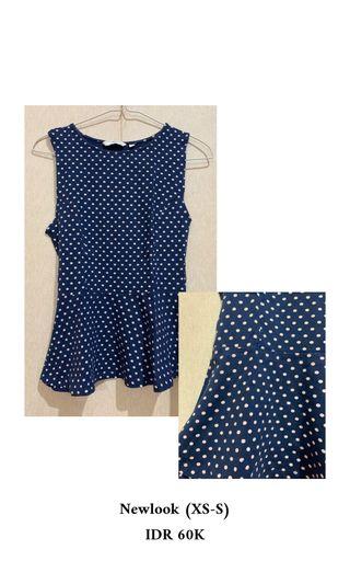 Newlook Polka Navy Top