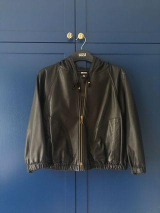 DKNY Leather Jacket Hoodie *100% Italian Lamb Leather*