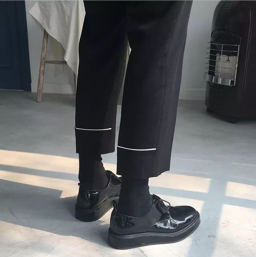 韩版裤脚有亮点的西装裤条纹西装裤九分裤九分西装裤