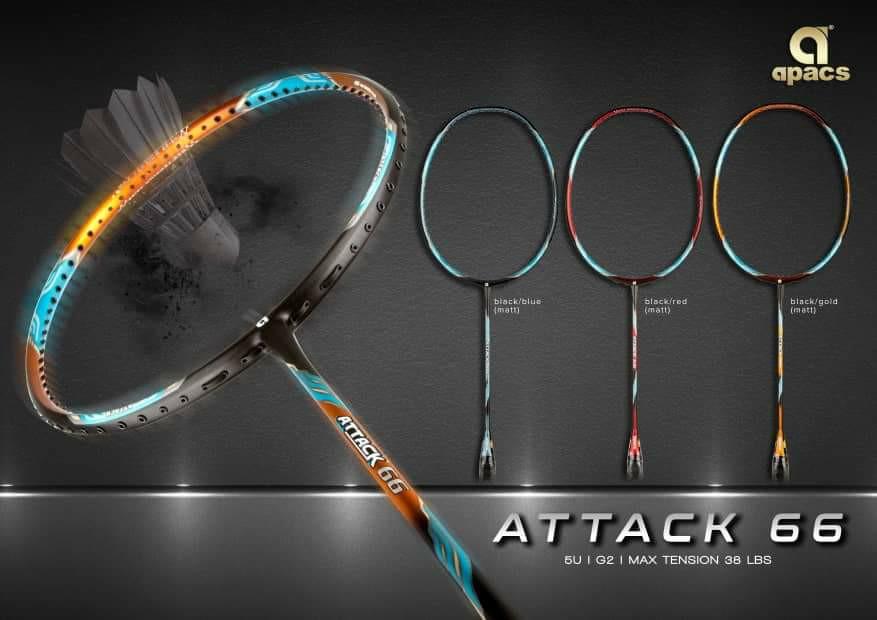 Apacs Attack 66 Badminton Raket, Sports Equipment, Sports