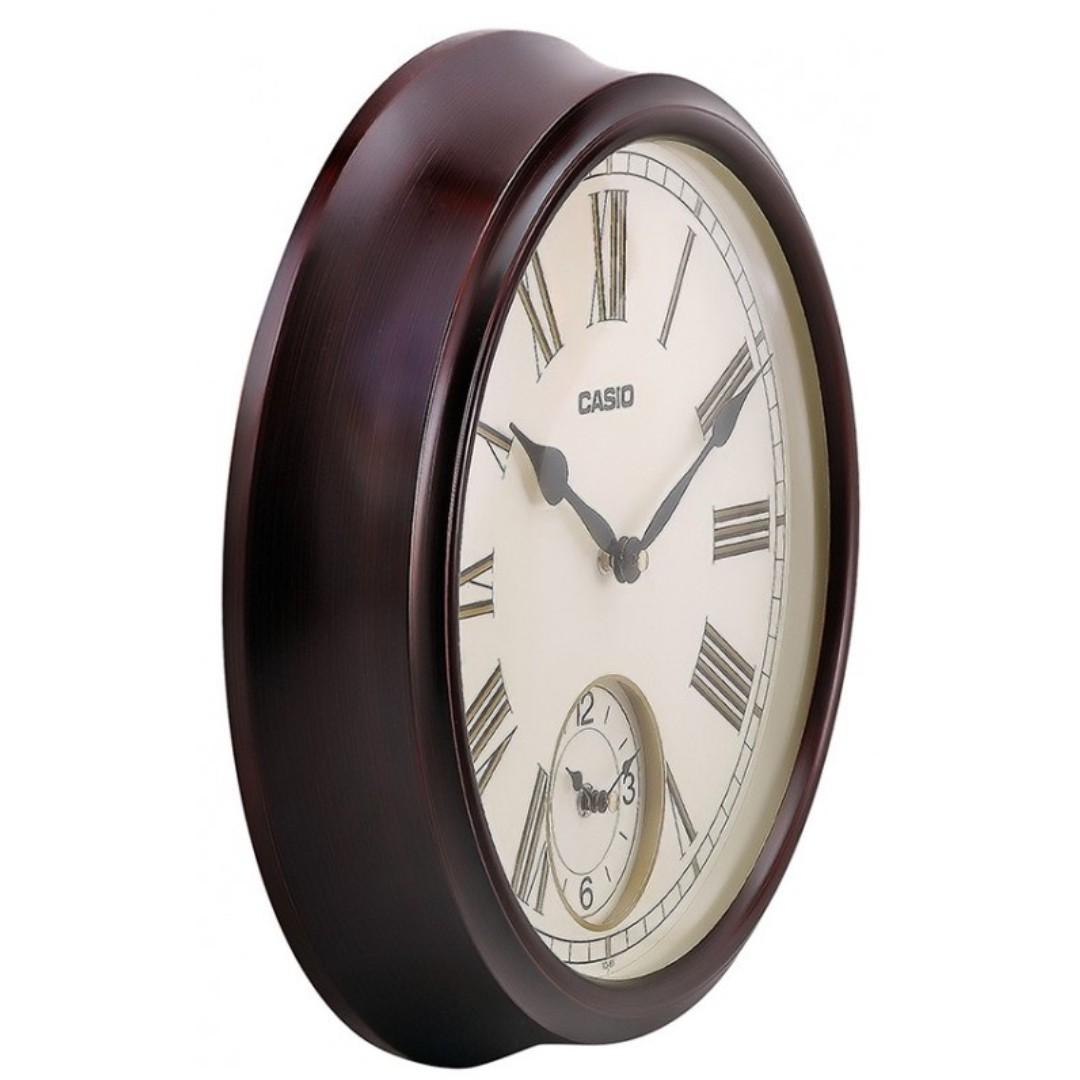 Casio Brown Resin Dual Time Wall Clock Iq 65 5