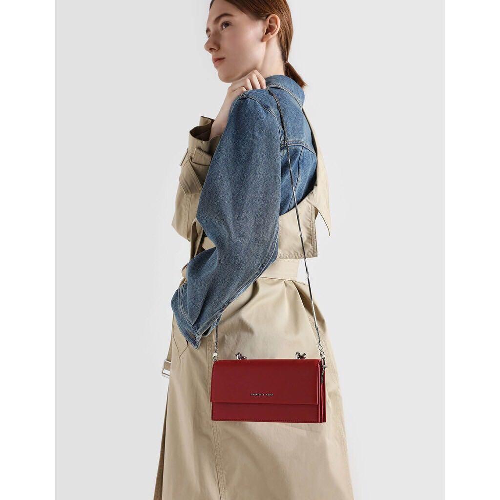 Charles Keith Demi Metal Top Handle Long Wallet Sling Bag