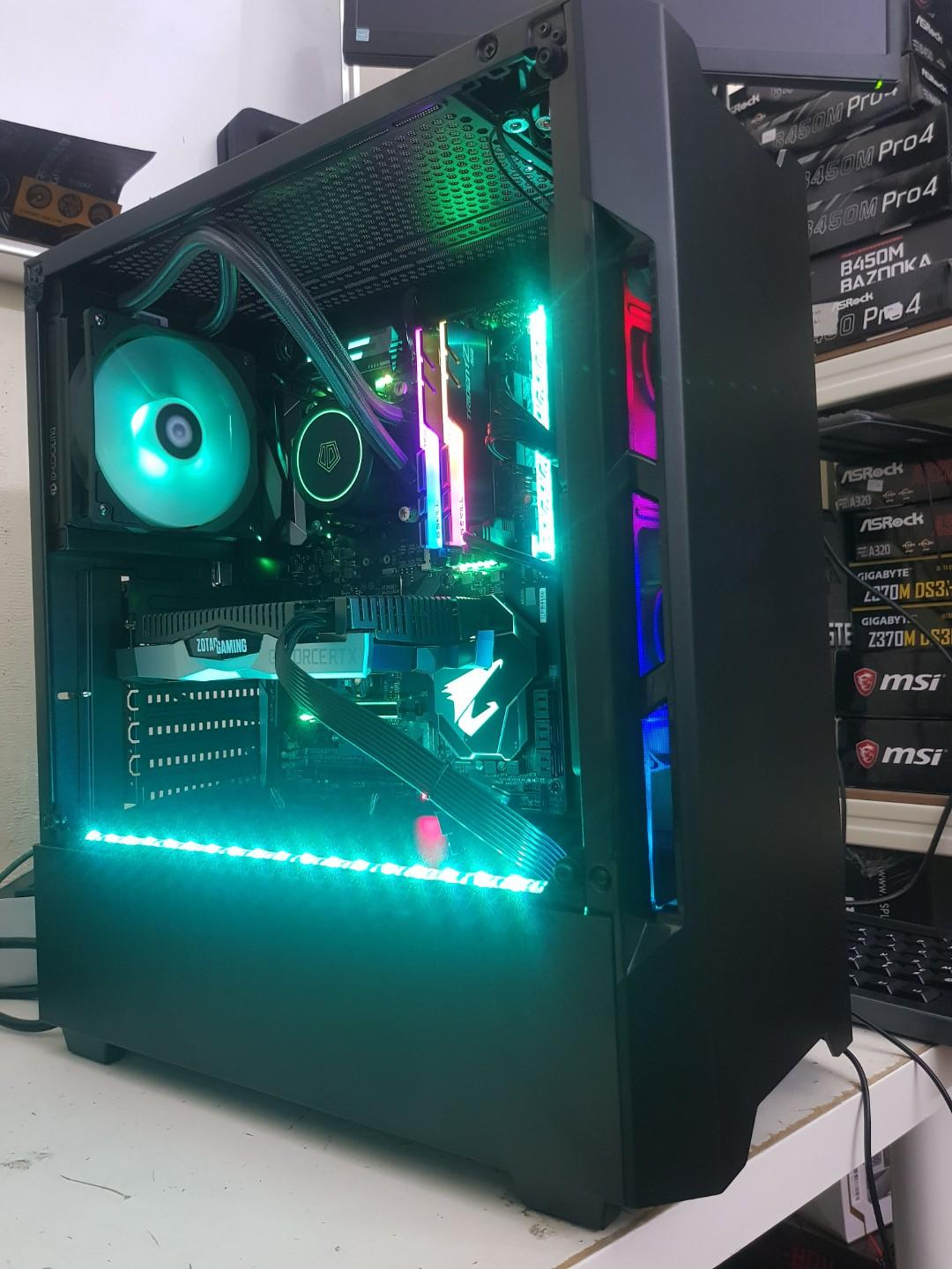 Custom Gaming Pc Intel Core I7 8700k Z370 Aorus Gaming 5 16gb Trident Z Rgb 30mhz Liquid Cooling Rtx 60 Super Electronics Computers Desktops On Carousell