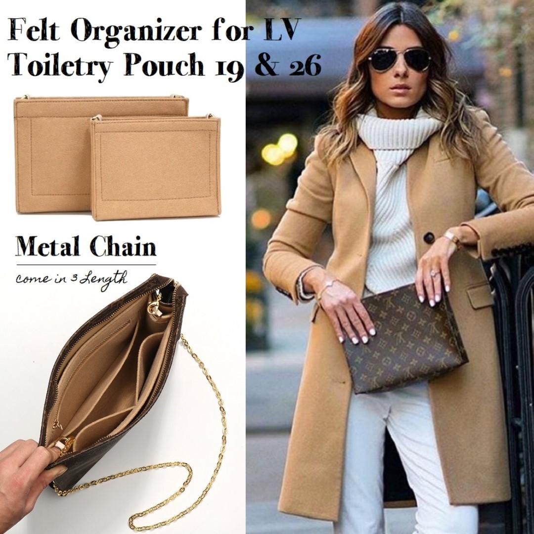 Detachable Bag Chain Sling Shoulder strap Felt Organizer for LV Toiletry  Pouch 19 and 26