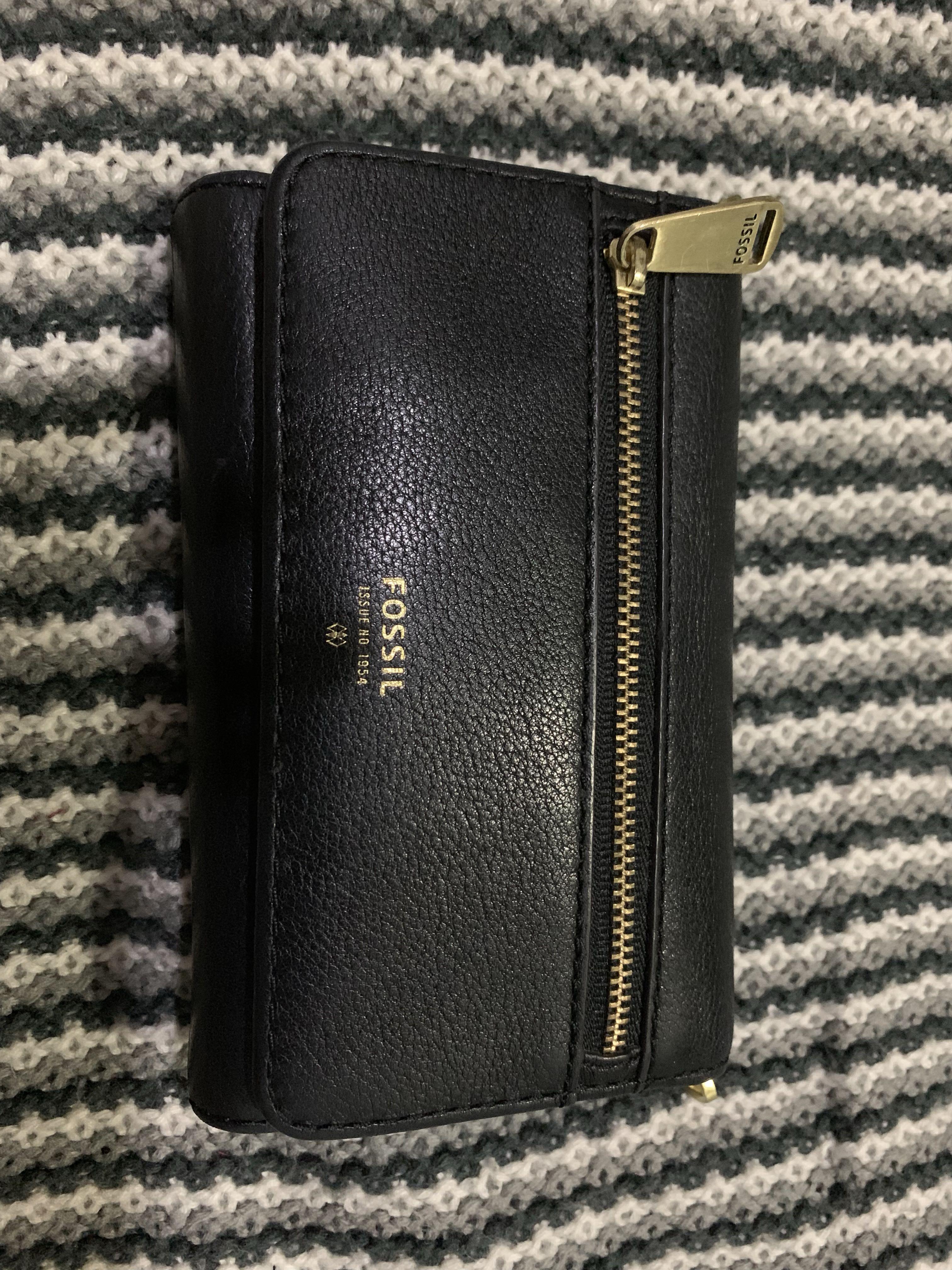 NEW Fossil Emma RFID Zip Clutch Women's Wallet Black Great Gift Idea