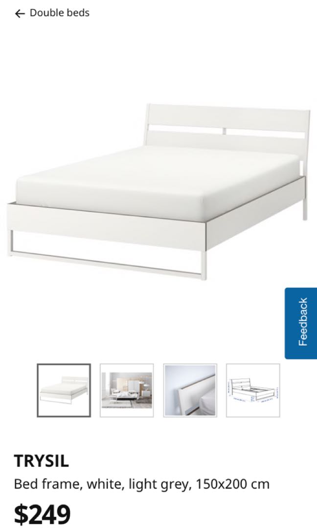 Free IKEA Trysil double bed frame and mattress, Furniture & Home Living