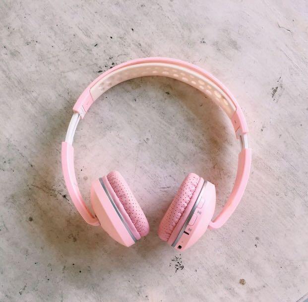 Headset Miniso Seri H047 Warna Pink Bluetooth Jarang Dipakai