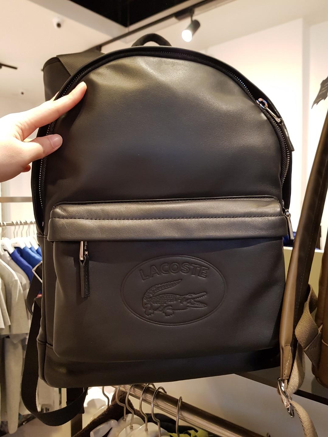 lacoste leather backpack