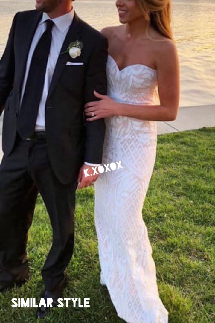 you belong with me white and nude lace strapless maxi dress