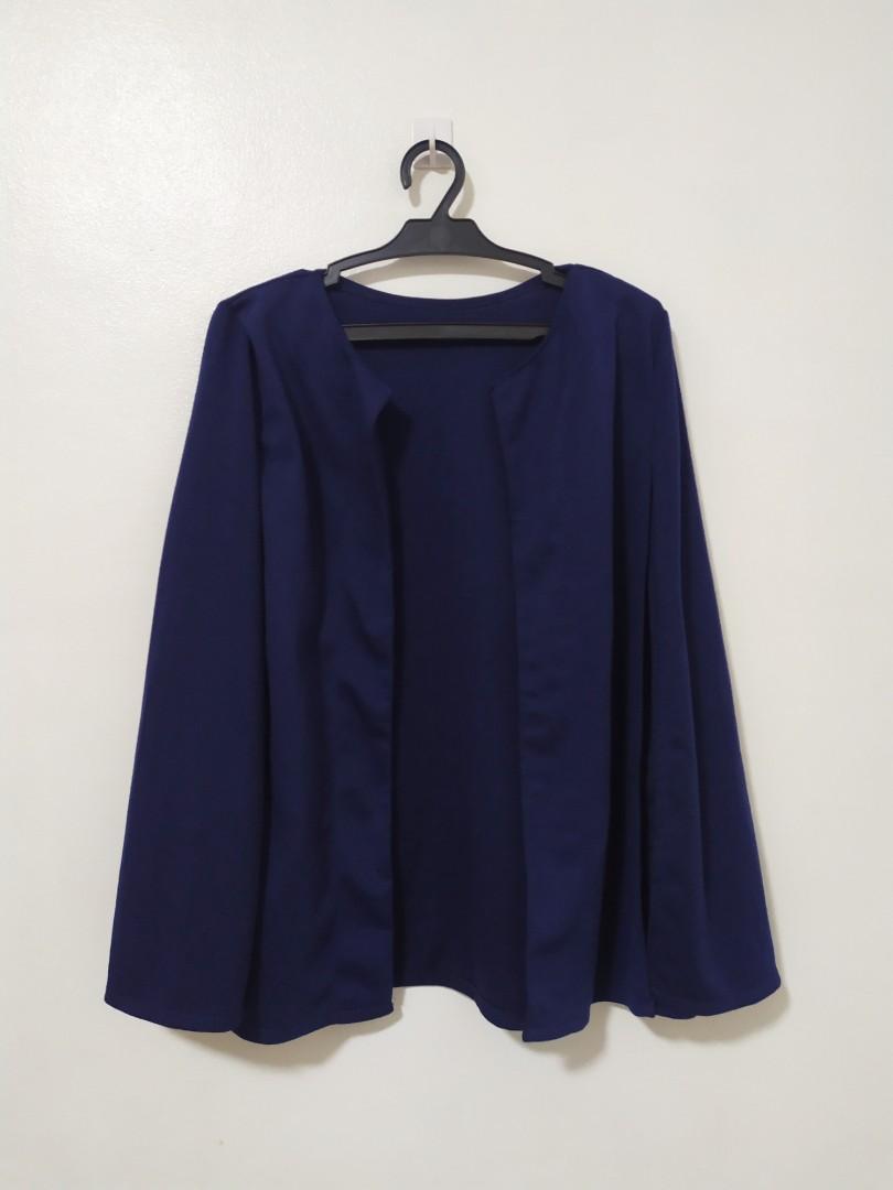 navy blue cape blazer