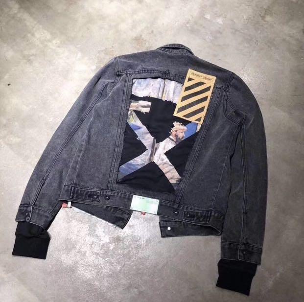 Off white oil hot sale painting denim jacket