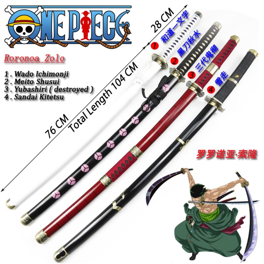 One Piece Roronoa Zoro Swords Cosplay Wooden Sword Everything Else On Carousell