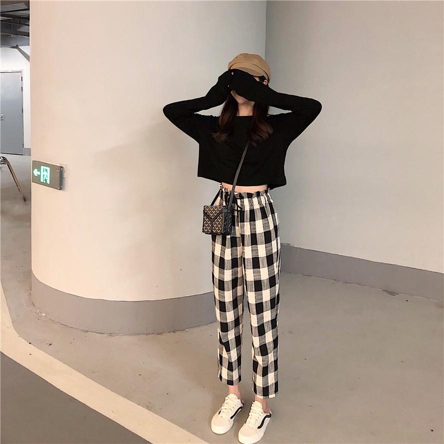 Black and white square pants clearance