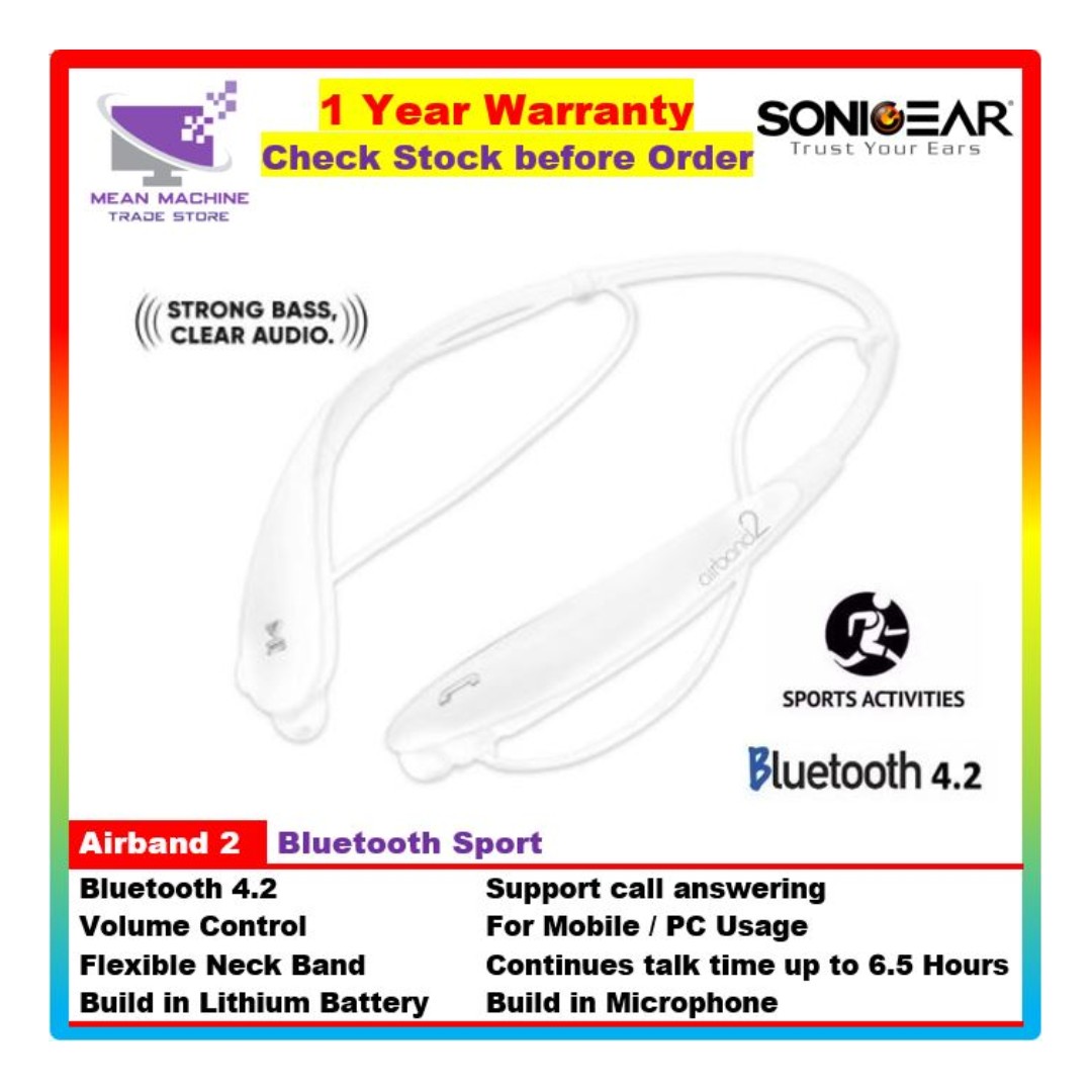 #SonicGear AirBand 2 Stereo Bluetooth Rechargeable Sport Series Neck ...