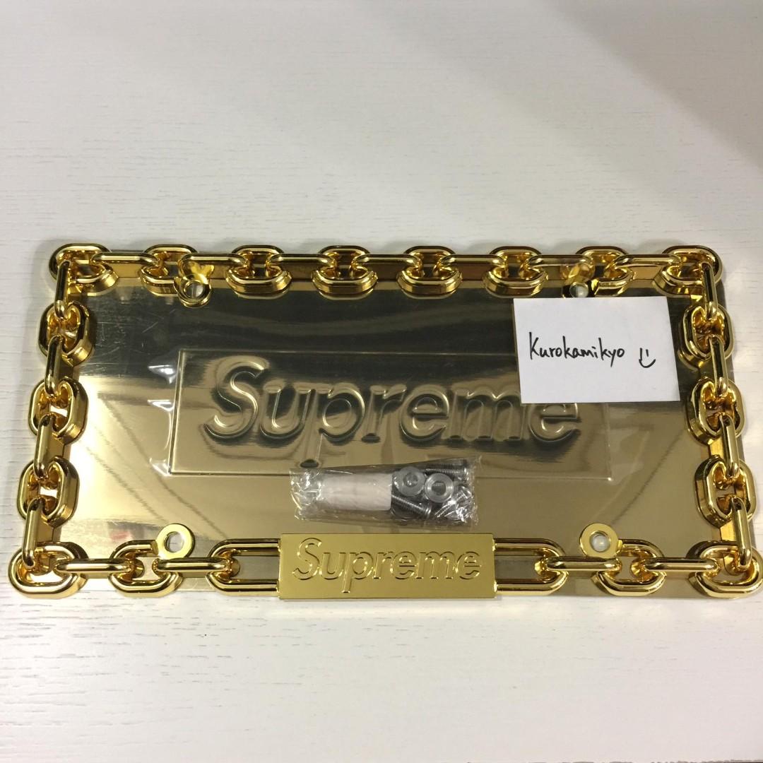 Gold 金 Supreme Chain License Plate Frame - 車外アクセサリ