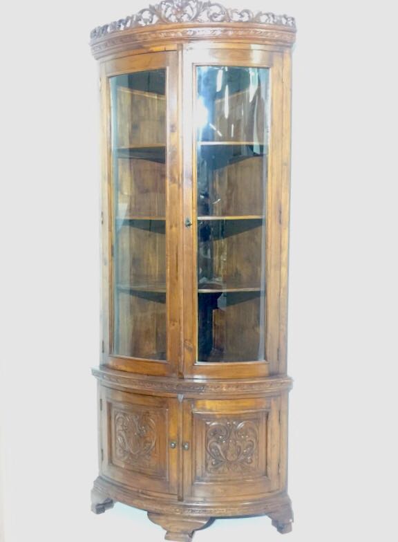Teak Corner Glass Cabinet Furniture Shelves Drawers On Carousell