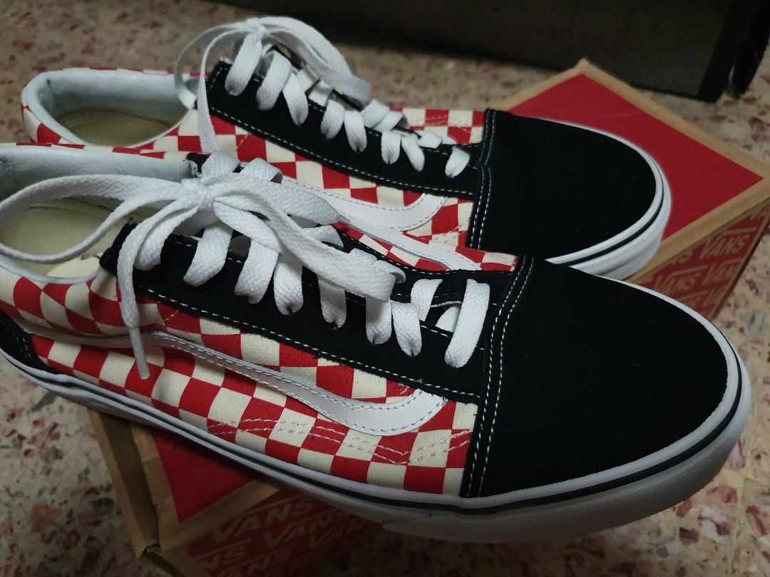 Red checkered vans price on sale
