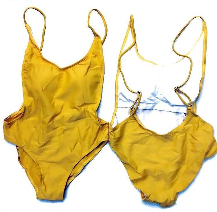 Yellow one piece swimsuit, Women's Fashion, Swimwear, Bikinis & Swimsuits on Carousell