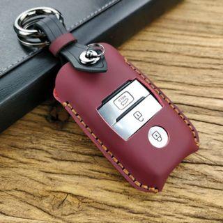 Rose Red KIA Designer Genuine Leather key fob remote case pouch cover protector holder