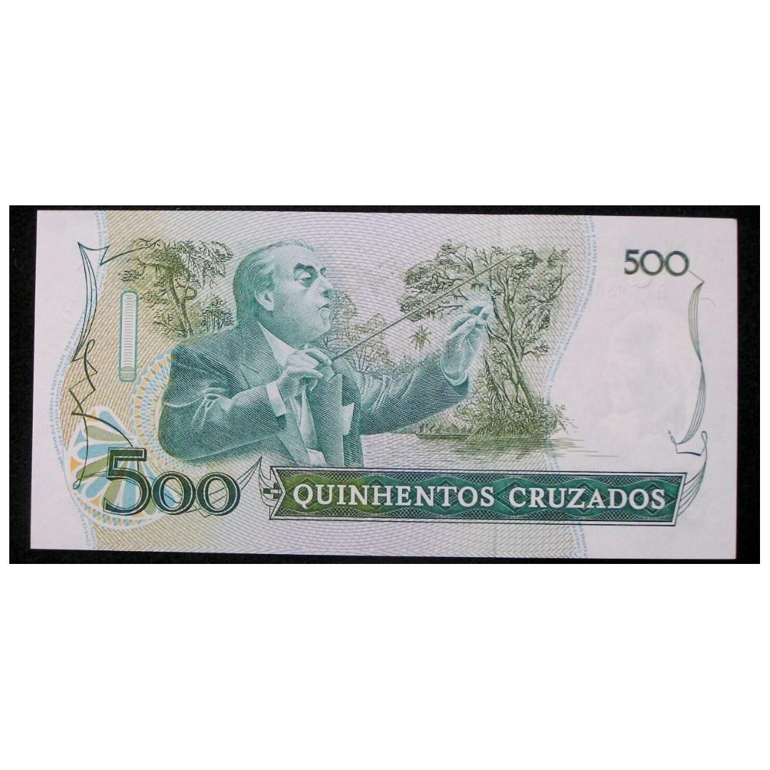 1988年巴西中央銀行(Central Bank of Brazil)著名音樂家維拉盧布(Villa Lobos)像500古薩度鈔票, 興趣及遊戲,  收藏品及紀念品, 錢幣- Carousell